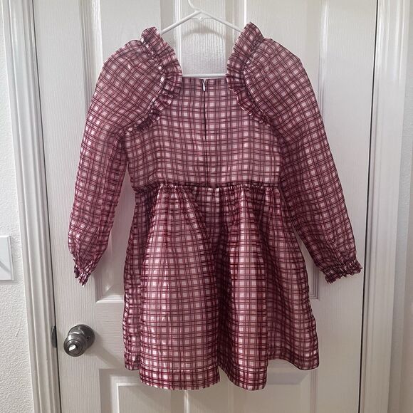 Crewcuts J.Crew Girl's Fairy-Tale Dress in Organza Plaid Ivory Vibrant Flame 12 - Picture 9 of 13